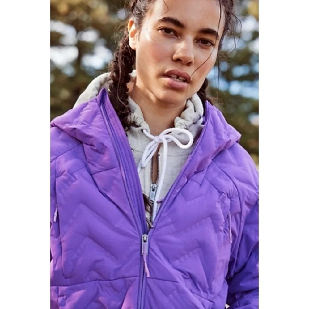 New Free People Movement Packable Puffer Jacket Purple Wavy XS